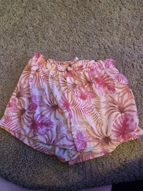 btween Pink & Peach Tropical Print Pull-On Athletic Shorts
